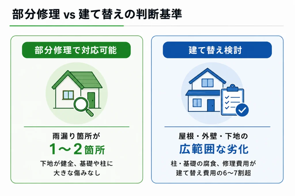 部分修理 vs 建て替えの判断基準