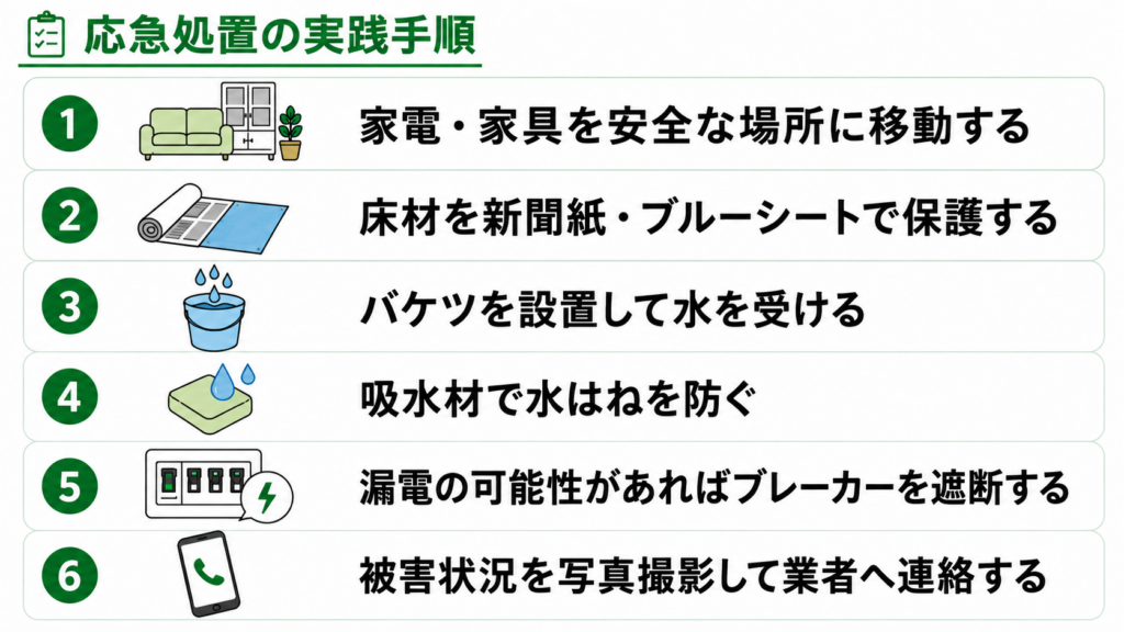 雨漏りの応急処置の実践手順