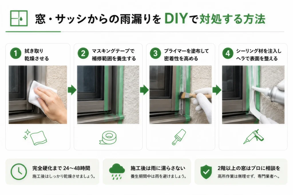 窓・サッシからの雨漏りをDIYで対処する方法