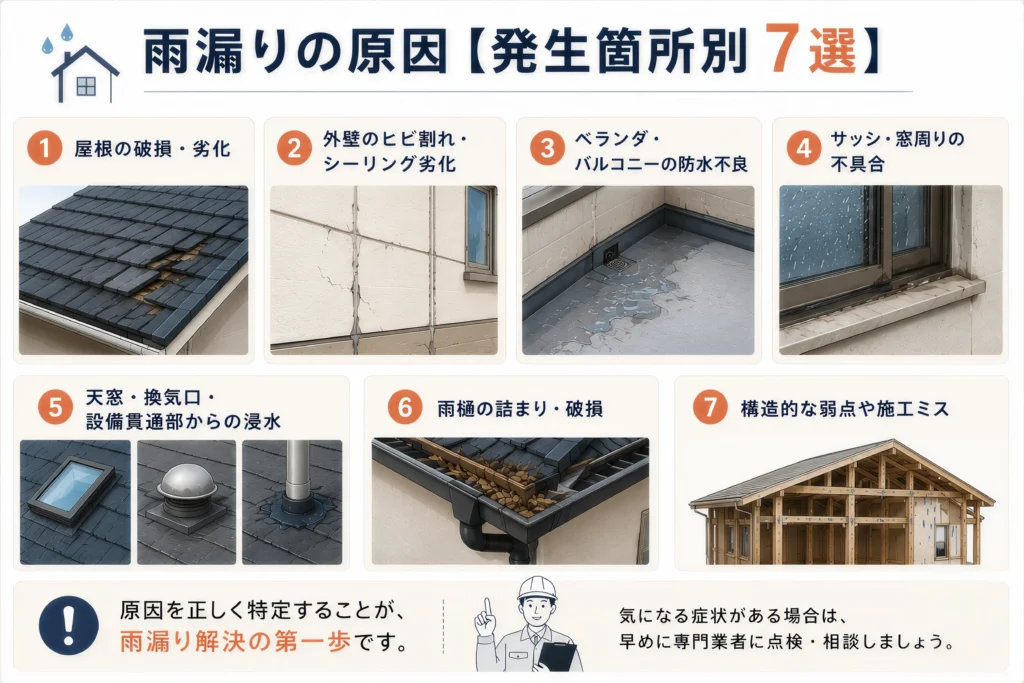 雨漏りの原因【発生箇所】