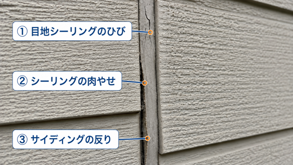 雨漏りの原因ランキング2位の外壁の目地シーリングの劣化の隙間の画像