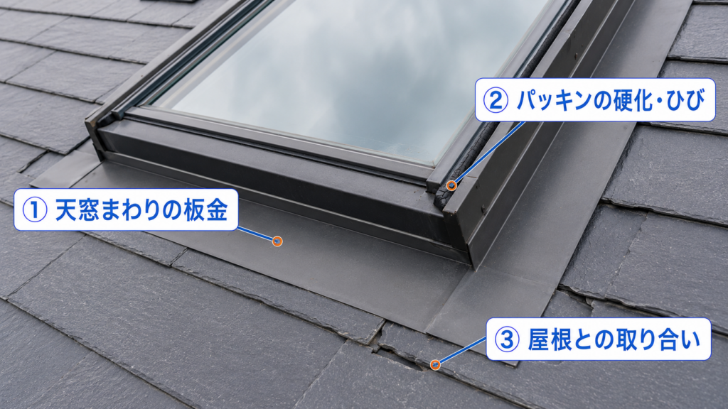 雨漏りの原因ランキング7位の天窓(トップライト)まわりの画像