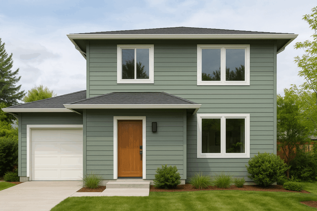 外壁がグリーンの家