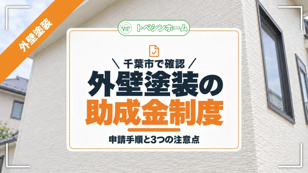 千葉市で確認｜外壁塗装の助成金制度｜申請手順と3つの注意点（トベシンホームのコラム「千葉市の外壁塗装助成金紹介！制度一覧と申請の注意点まで解説」のアイキャッチ画像）