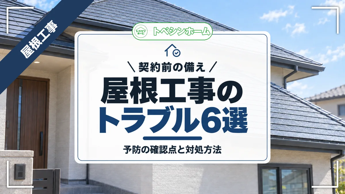 契約前の備え|屋根工事のトラブル6選|予防の確認点と対処方法(トベシンホームのコラム「屋根工事のよくあるトラブル6選!注意点と解決方法まで解説」のアイキャッチ画像)