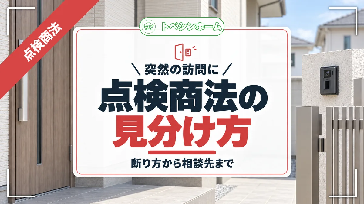 突然の訪問に|点検商法の見分け方|断り方から相談先まで(トベシンホームのコラム「点検商法って何?見分け方と断り方・よくある事例・相談先を徹底解説」のアイキャッチ画像)