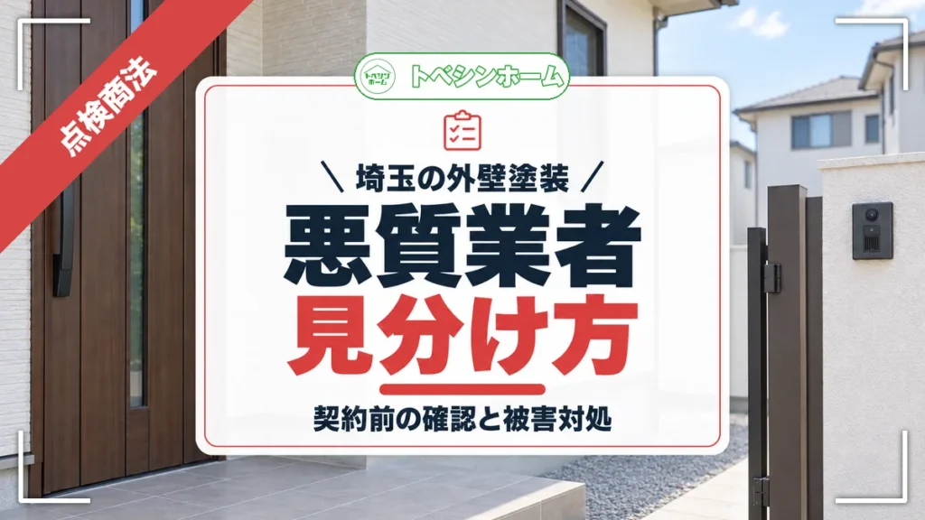埼玉の外壁塗装｜悪質業者見分け方｜契約前の確認と被害対処（トベシンホームのコラム「【埼玉県版】外壁塗装悪質業者リスト！悪質業者を避ける方法や対処法」のアイキャッチ画像）
