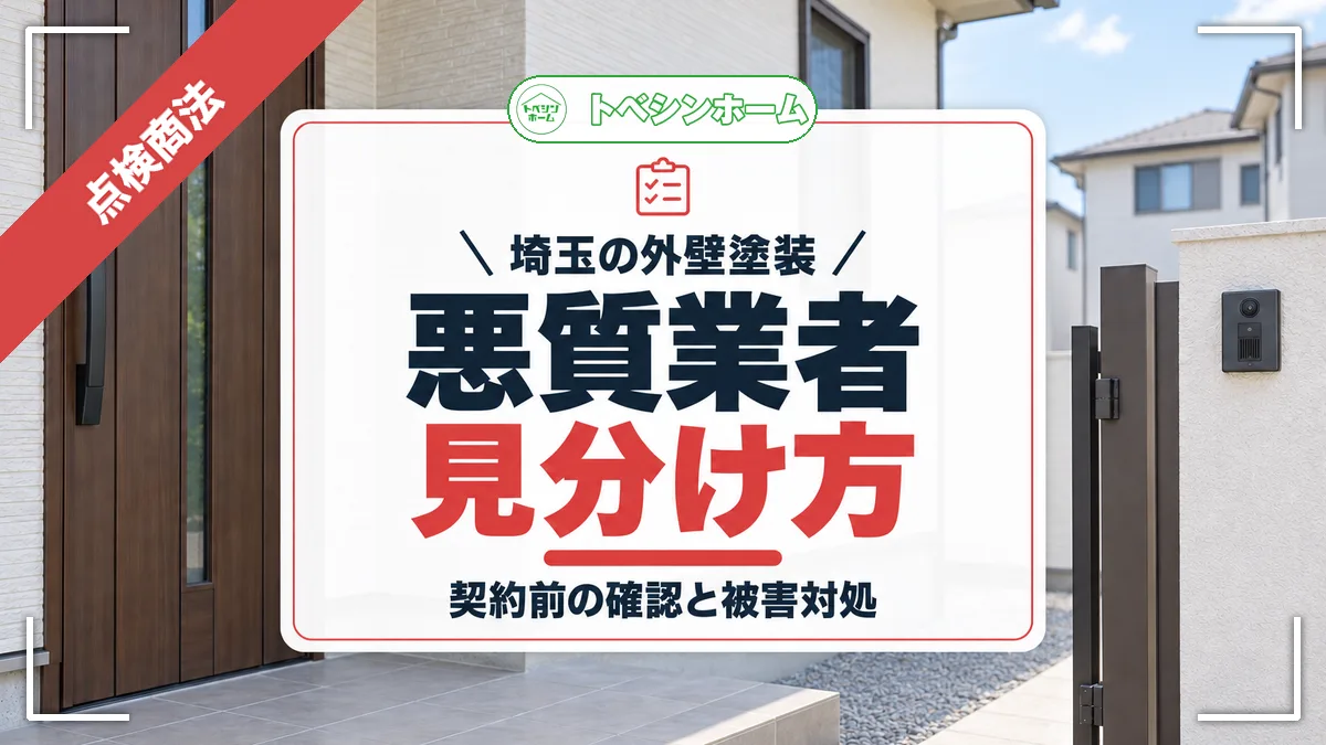 埼玉の外壁塗装|悪質業者見分け方|契約前の確認と被害対処(トベシンホームのコラム「【埼玉県版】外壁塗装悪質業者リスト!悪質業者を避ける方法や対処法」のアイキャッチ画像)